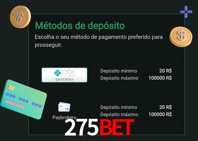 O cassino 275Bet oferece uma grande variedade de métodos de pagamento
